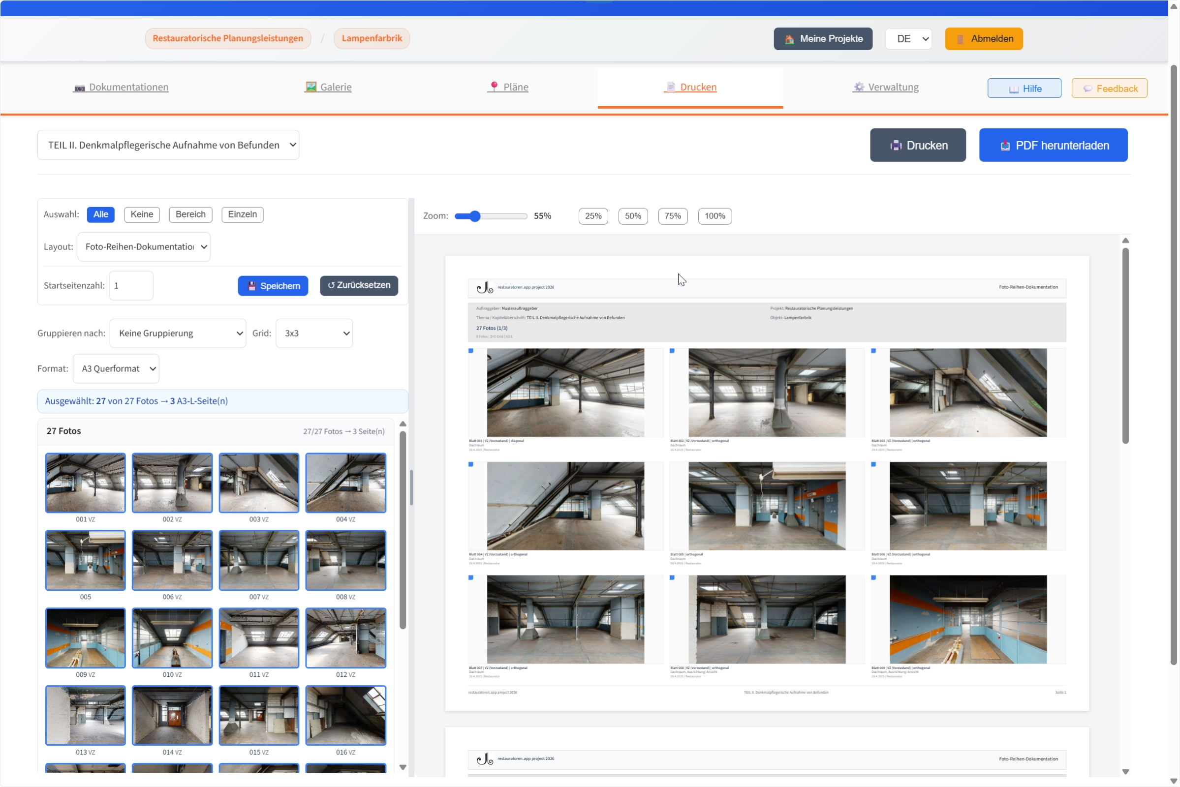 Baskı önizlemesinde stratigrafi raporu